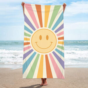 80X160cm Cartoon Smile Microfiber Quick Absorbent Extra Large Bath Towel