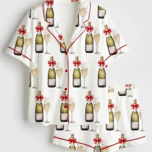 Christmas Eat Drink And Be Merry Satin Pajama Set