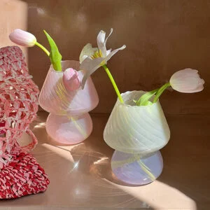 Glass Cute Mushroom Small Vase Flower