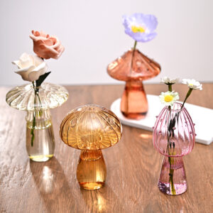Mushroom Shaped Flower Transparent Glass Vase