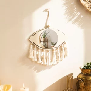 Macrame Mirror Eye Decorative Mirrors Wooden Home Wall Decor Boho Evil Eye