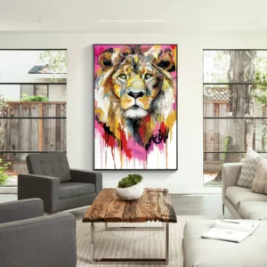 Colorful Lion Animal Acrylic Painting On Canvas Large Wall Art