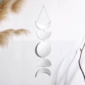 Silver Moon Phase Wall Mirror Boho Home Decor