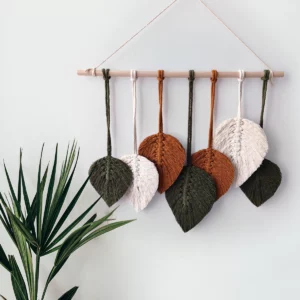 Bohemian Macrame Leaf Handmade Woven Tapestry Hanging Wall Decor
