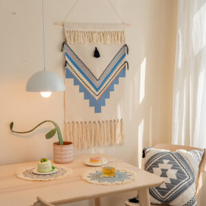 Boho Macrame Wall Hanging Tapestry Decor Cotton Tassel Handmade Woven Geometric Canvas Art