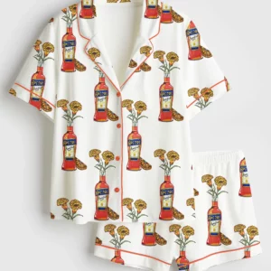 Women’s Aperol Spritz Trio Flower Satin Pajama Set