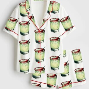 Women’s Chili Martini Cocktail Whiskey Satin Pajama Set