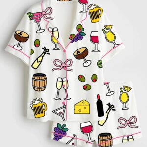 Women’s Cocktail Drinks Dirty Martini Coquette Bachelorette Party Satin Pajama Set