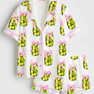 Women’s Coquette Pickle Lovers Fancy Girl Who Loves Pickles Satin Pajama Set
