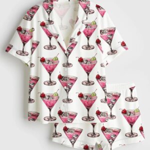 Women’s Cosmopolitan Cocktail Drink Satin Pajama Set