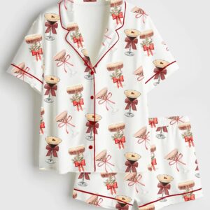 Women’s Espresso Martini Christmas Tini Time Social Club Martini Lover Satin Pajama Set