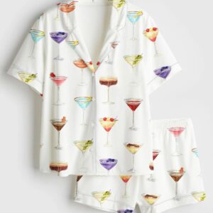 Martini Clipart Gin Cocktail Dirty Martini Fruity Mocktail Satin Pajamas Set