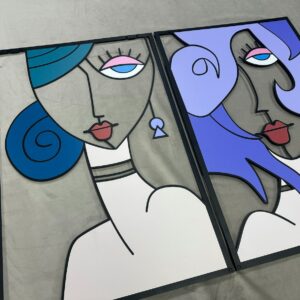 Abstract Faces Line Metal Wall Art